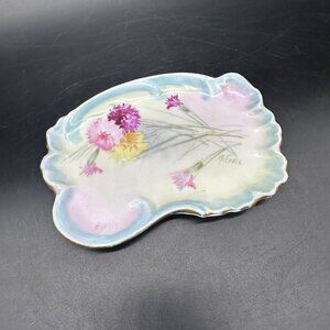 Vintage Tray Trinket Dish Pastel Floral Limoges France Porcelain Flowers T & V
